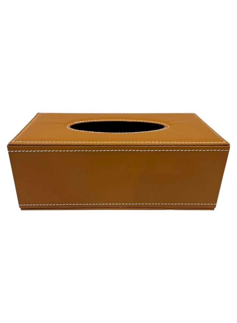 إيه دبليو حامل علبة مناديل جلد، لون بني, مع غطاء مغناطيسي قابل للفتح والاغلاق، مناسب للمكاتب و المنزل