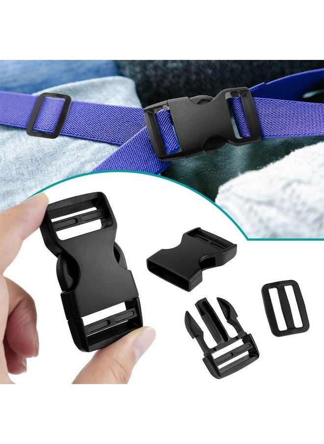 Tenalleys 10 Set 1 inch Buckles for Straps with 20 pcs Tri-glide Slide Clip, Quick Side Release Plastic Buckle Clip, Fit 1 inch Wide Nylon Webbing Canvas Strap (Black)  - Image 4
