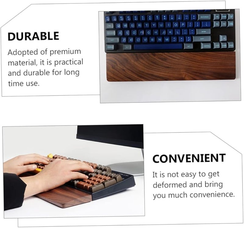 Jojofuny Ergonomic Walnut Wood Wrist Pad 36X8X1 6CM Palm Rest For Keyboard Desk Support - Image 3