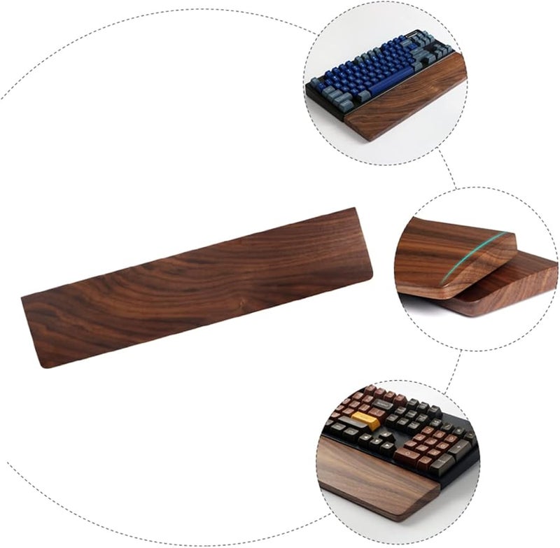Jojofuny Ergonomic Walnut Wood Wrist Pad 36X8X1 6CM Palm Rest For Keyboard Desk Support - Image 5