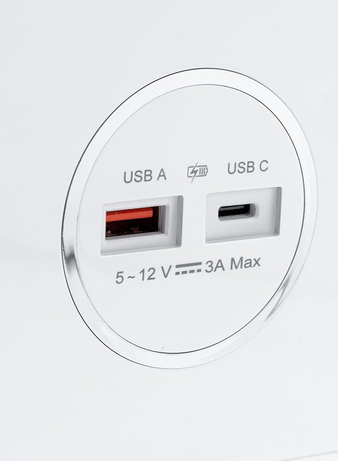 الفنار وصلة طاقة برج غرناطة من الفنار بعدد 3 مقابس ومنفذين USB للشحن السريع (نوع A بـ 18 واط ونوع C بـ 20 واط) كيبل بسمك 1.5 ملم وطول 3 متر، قابس مع فيوز 13 امبير بحماية من الحمل الزائد واندفاع التيار، أبيض - Image 4