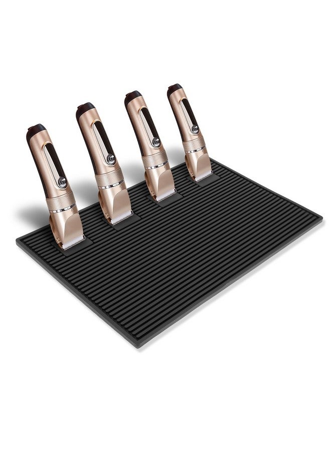 MoyRetty Magnetic Barber Station Mat For Clippers Stripe Nonslip Organizer Professional Salon Barbershop Workstation Pads Beauty Salon Tools(19" X 13" Black) - Image 2