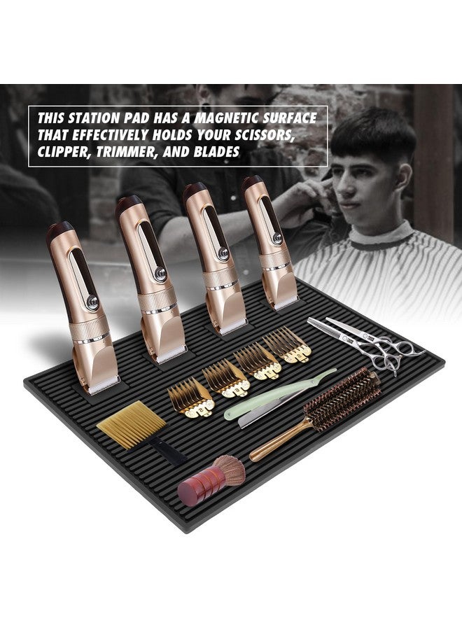 MoyRetty Magnetic Barber Station Mat For Clippers Stripe Nonslip Organizer Professional Salon Barbershop Workstation Pads Beauty Salon Tools(19" X 13" Black) - Image 3