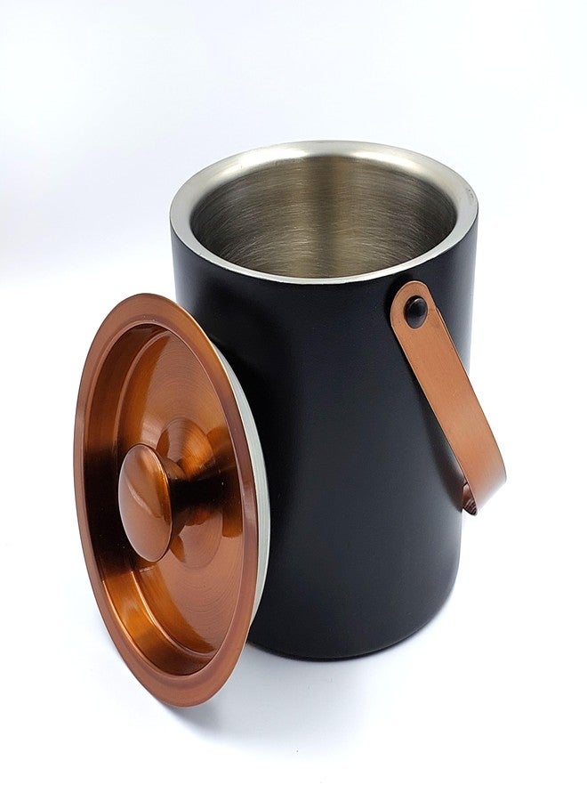 EVK® Black & Copper Stainless Steel Insulated Ice Bucket (1.5 Liter) with Ice Tong and peg Measure | Great bar Tools for Home bar Accessories, Mini bar (Large) - Image 5