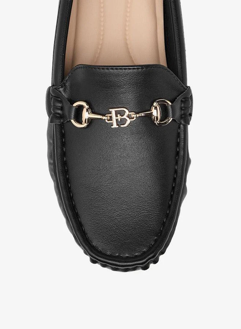 Flora Bella By Shoexpress BLACK Women Metal Accent Slip-On Loafers for Women | Best Price UAE