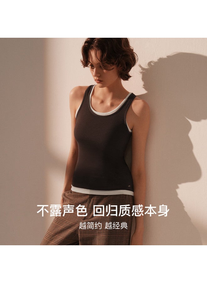 ubras Cashmere Vest, Round Neck Solid Basic Tank Top For Women, Summer - Image 4