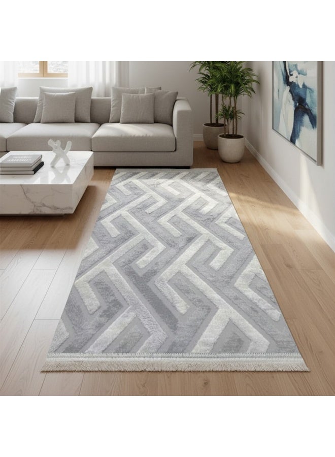 SMART HOME Long, padded, and soft hallway rug 200x100 cm – Bedroom and hallway rug – Modern geometric pattern floor rug – Luxurious entryway and corridor rug – Comfortable everyday home rug - Image 2