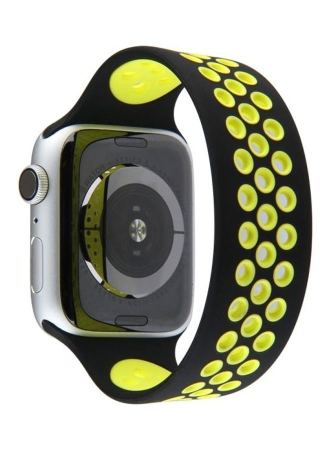 NIBEMINENT Ethnic Replacement Watchband For Apple Watch Series 1/2/3/4/5/6/7/SE 42/44/45mm Black/Yellow - Image 1