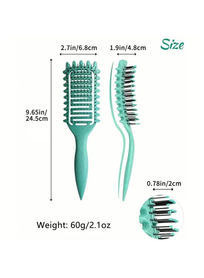 Green Detangling Curly Hair Styling Brush Gentle Comb with Nylon Bristles ABS Handle Lightweight for All Hair Types Promotes Smooth Curls Frizz Control - Image 4