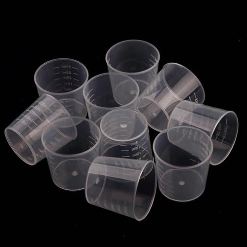 Goiio 100 Pack 1oz/30ml Plastic Graduated Cups Transparent Scale Cups with 50 Pack Wooden Stirring Sticks for Mixing Paint, Stain, Epoxy, Resin - Image 5