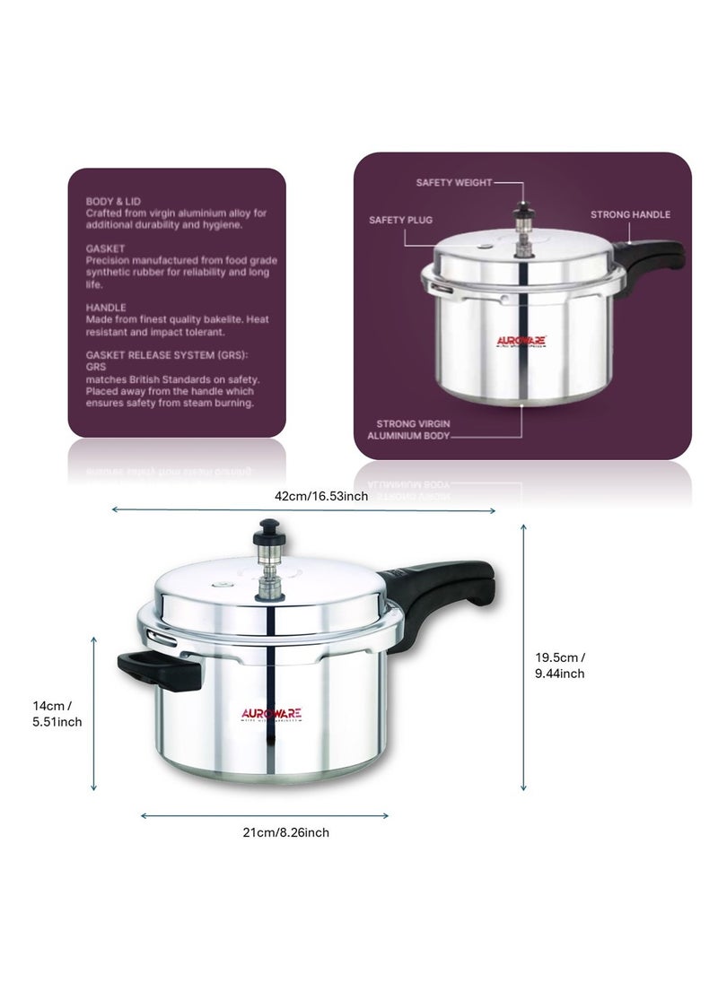 Auroware - Auroware 5 Liter Pressure Cooker Aluminum Heavy Duty Comfortable for Cooking chicken beef mutton more - Image 1