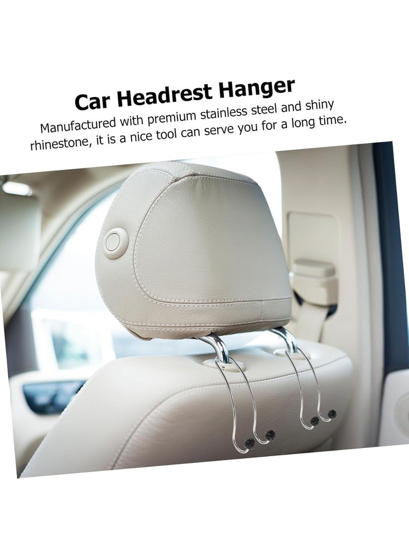 GGOOT 6 PCS Hook up car Purse Hook Metal s Hooks car Purse Holders Car Back Hooks Multi Hanger Vehicle Back Hanger Crystal Purse Stainless Steel Car Hook Diamond Rhinestones car Bag Black  - Image 5