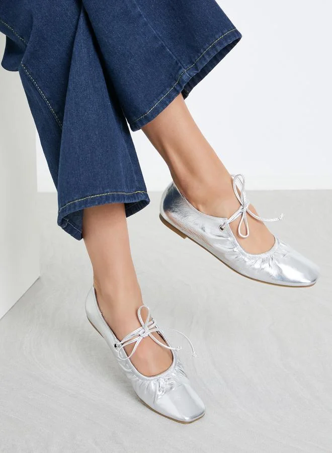 ستايلي حذاء باليرينا باللون الفضي