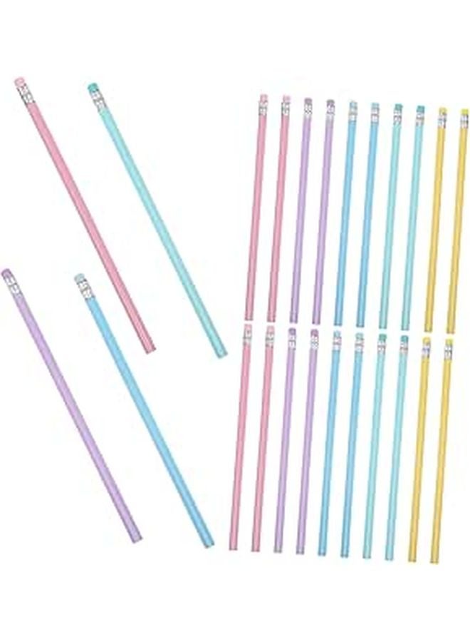 50 Handheld Pencils Macaron Design With Eraser For Writing Drawing - Image 1