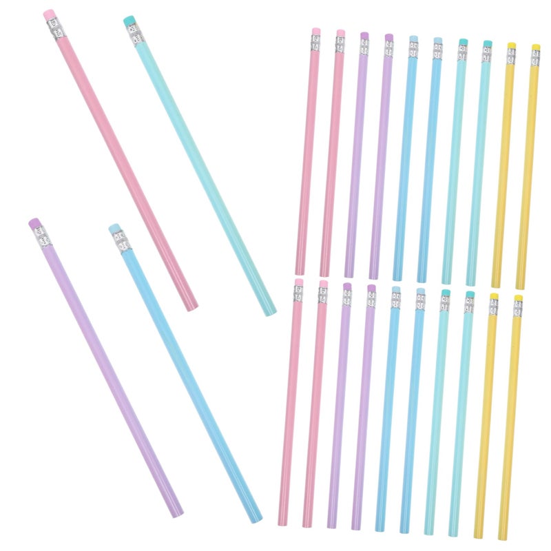 50 Handheld Pencils Macaron Design With Eraser For Writing Drawing - Image 2