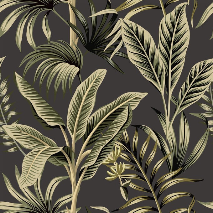 TROPICAL WALLPAPER PEEL AND STICK EXOTIC PALM TREE BANANA LEAF WALLPAPER FOR BEDROOM BATHROOM WATERPROOF VINYL REMOVABLE SELF ADHESIVE DARK JUNGLE CONTACT PAPER FOR CABINETS WALLS 177X118