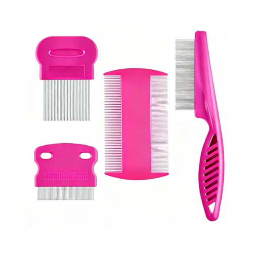 FFZDENA 4 Pack Lice Comb, Pink Lice and Nits Removal Comb for Women and Kids, Effective Hair Comb for Lice Removal, Dandruff Remover Comb, Suitable for All Hair Types - Image 1