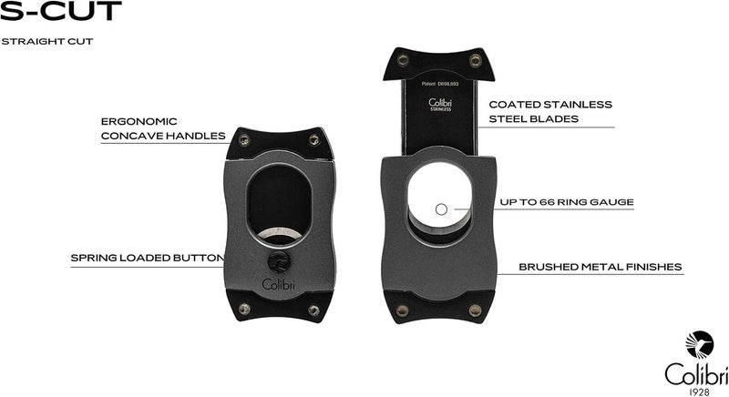 Colibri Premium S-Cut Cigar Cutter - Ergonomic Stainless Steel Spring-Loaded Straight Cut Blade, Ideal for up to 66+ Ring Gauge - Gift for Cigar Enthusiasts (Charcoal) - Image 4