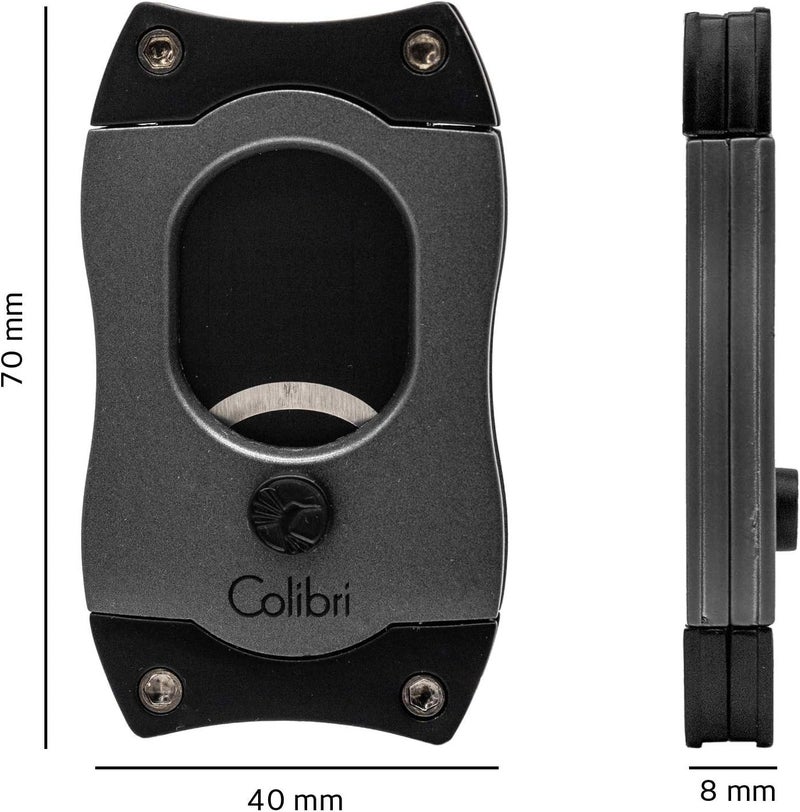Colibri Premium S-Cut Cigar Cutter - Ergonomic Stainless Steel Spring-Loaded Straight Cut Blade, Ideal for up to 66+ Ring Gauge - Gift for Cigar Enthusiasts (Charcoal) - Image 3
