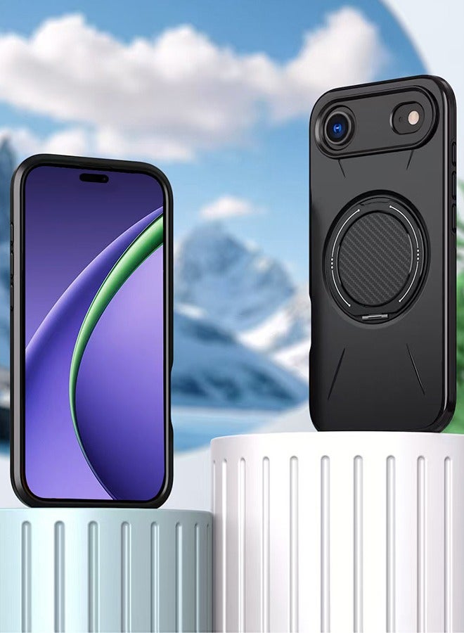 for iPhone Air case, magnetic 360 ° rotatable ring bracket, supports wireless charging, shockproof silicone material - Image 2