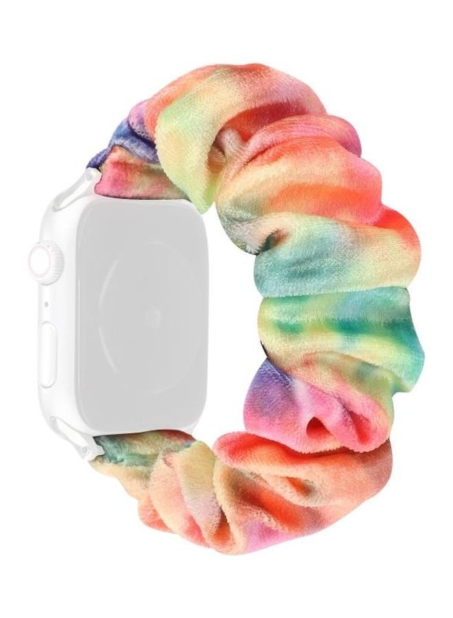 NIBEMINENT Flannel Hair Ring Replacement Strap Watchband For Apple Watch Series 7/6/SE/5/4/3/2/1 41/40/38mm Multicolour - Image 4