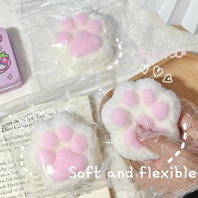 AoMige Cat Paw Squeeze Toy for Kids and Adults Big Furry Cat Paw Squishy Toy for Stress Relief, Super Soft Squeeze Fidget Toy - Image 3