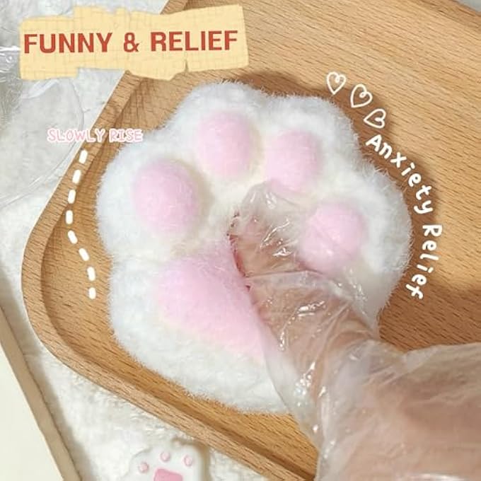 AoMige Cat Paw Squeeze Toy for Kids and Adults Big Furry Cat Paw Squishy Toy for Stress Relief, Super Soft Squeeze Fidget Toy - Image 5
