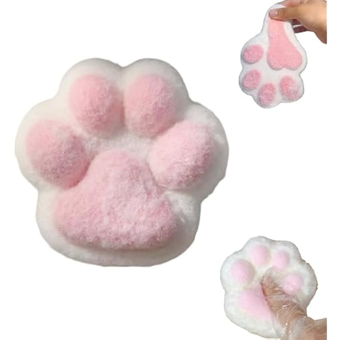 AoMige Cat Paw Squeeze Toy for Kids and Adults Big Furry Cat Paw Squishy Toy for Stress Relief, Super Soft Squeeze Fidget Toy - Image 1
