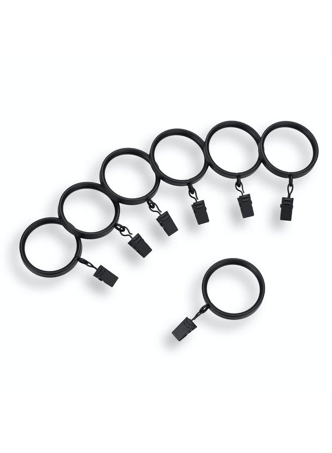 MODE MODE Premium Collection Flat Steel Curtain Clip Rings, Set of 14 Curtain Rings with Clips, Rings with Clips for Curtains, Fits MODE Premium and Acrylic Curtain Rods, 1 5/8”, Matte Black - Image 1