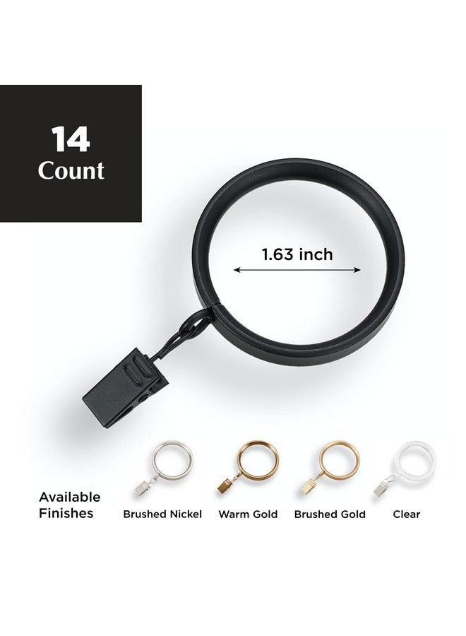 MODE MODE Premium Collection Flat Steel Curtain Clip Rings, Set of 14 Curtain Rings with Clips, Rings with Clips for Curtains, Fits MODE Premium and Acrylic Curtain Rods, 1 5/8”, Matte Black - Image 2