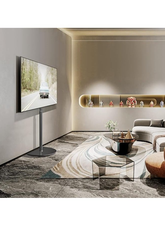 Rfiver Universal Corner TV Floor Stand with Swivel Mount for 32-65 inch LED LCD Plasma Flat Panel or Curved Screen TVs up to 40 kg, Mid Century Modern TV Stand with Height Adjustable and Semi Circular Glass Base, VESA 400x400 mm, Black - Image 2