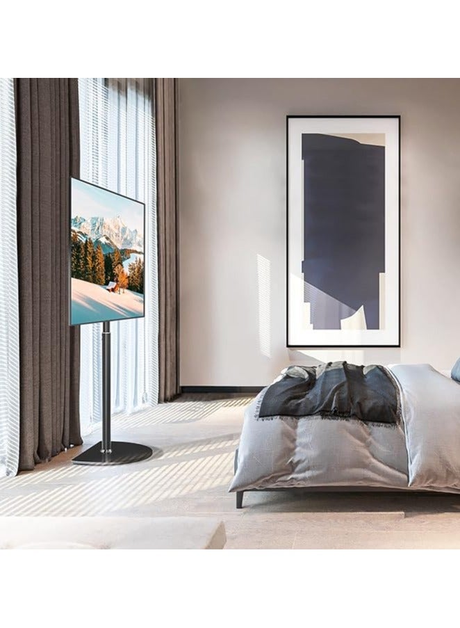 Rfiver Universal Corner TV Floor Stand with Swivel Mount for 32-65 inch LED LCD Plasma Flat Panel or Curved Screen TVs up to 40 kg, Mid Century Modern TV Stand with Height Adjustable and Semi Circular Glass Base, VESA 400x400 mm, Black - Image 3