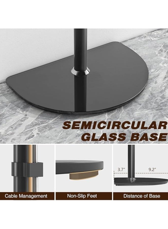 Rfiver Universal Corner TV Floor Stand with Swivel Mount for 32-65 inch LED LCD Plasma Flat Panel or Curved Screen TVs up to 40 kg, Mid Century Modern TV Stand with Height Adjustable and Semi Circular Glass Base, VESA 400x400 mm, Black - Image 5