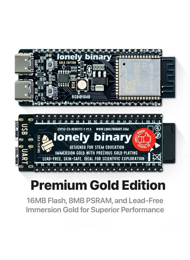 LONELY BINARY لوحة تطوير لوني باينري ESP32-S3 N16R8 إصدار الذهب - 16MB فلاش، 8MB PSRAM، Type-C، واي فاي، بلوتوث مع لوحة توسيع 2.54mm متوافقة مع Arduino IDE MicroPython - Image 4