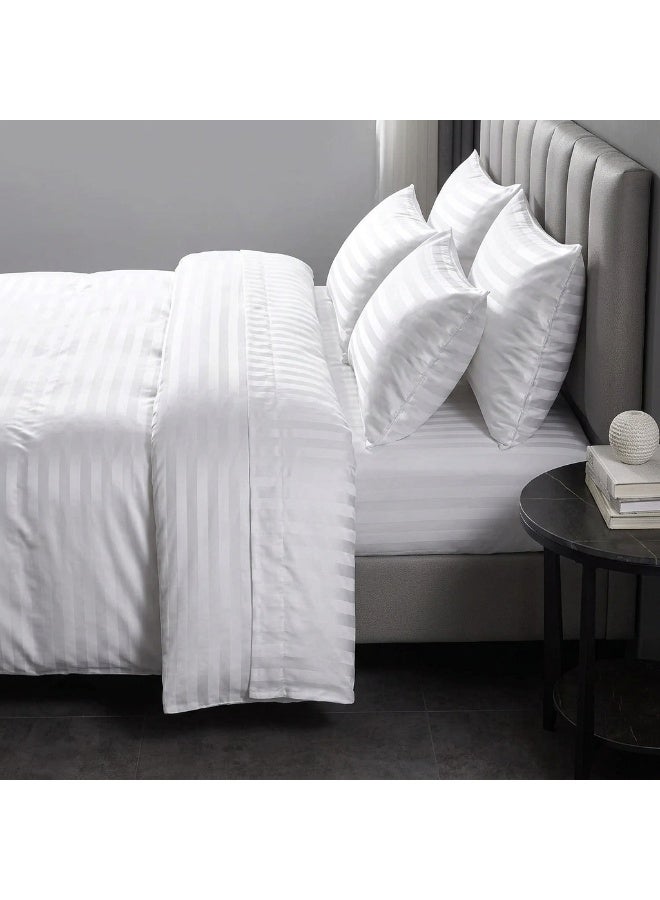 ريشا هوم 6 Pc White Stripe Duvet Cover Set 220x240 cm with Fitted Sheet 200x200+30 cm & 4 Pillow Cases - Image 2