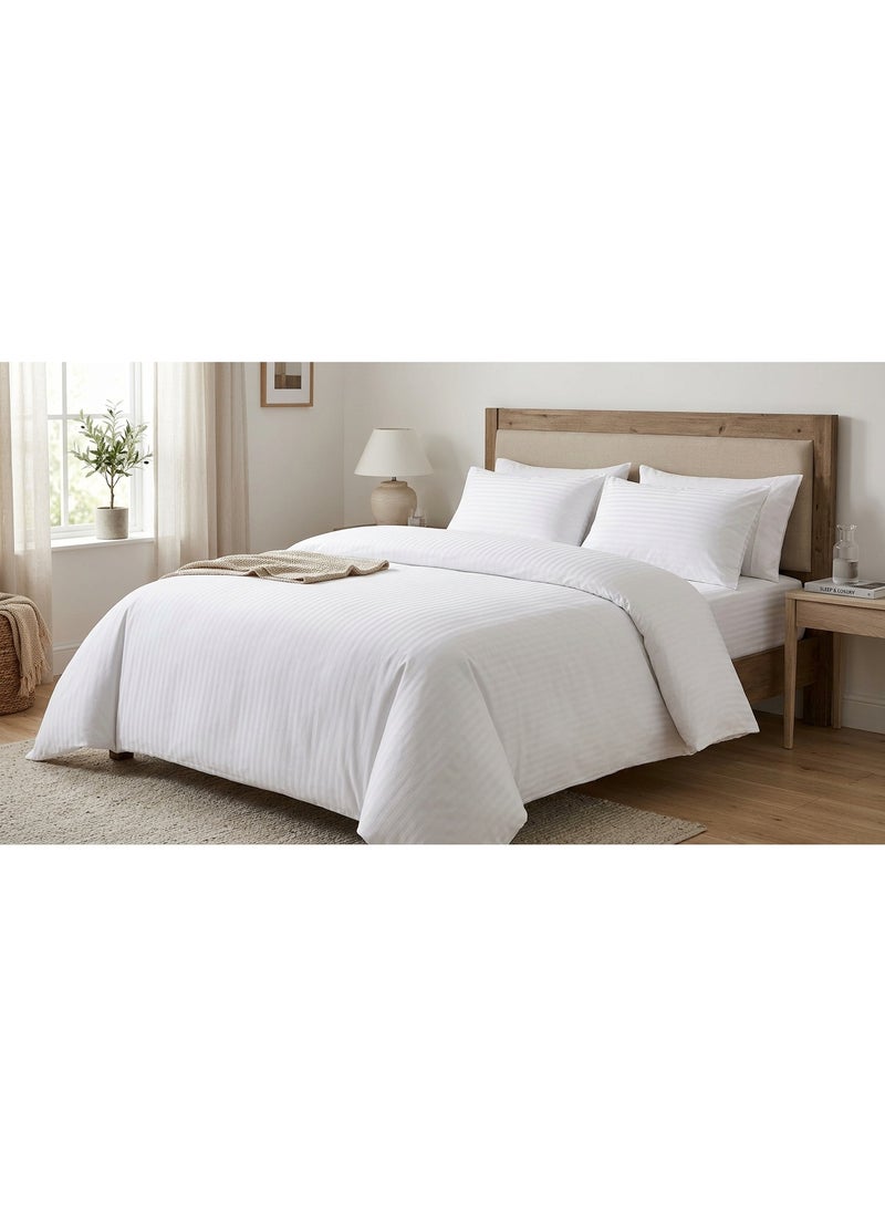 ريشا هوم 6 Pc White Stripe Duvet Cover Set 220x240 cm with Fitted Sheet 200x200+30 cm & 4 Pillow Cases - Image 3