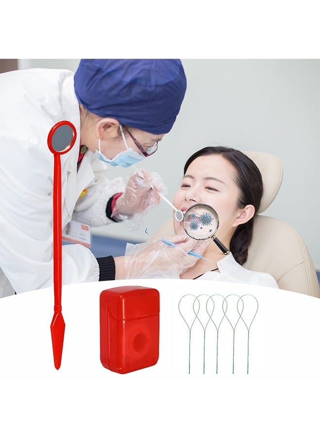 Braces Cleaning Kit, 8 Pack Orthodontic Care Kit Orthodontic Toothbrush Travel Toothbrush Brush Ortho Wax Floss, Oral Mirror Dental Floss Threaders, Hourglass Timer Included (Red) - Image 5