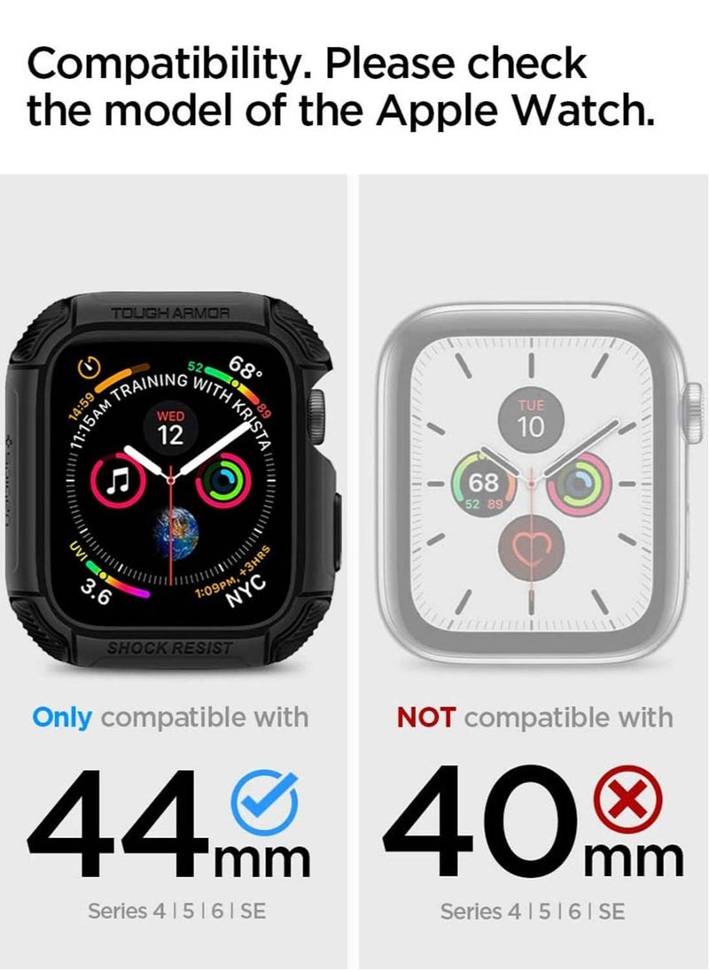 Spigen - Tough Armor Case Cover for Apple Watch 44mm Series 6/SE/5/4 - Black - Image 1