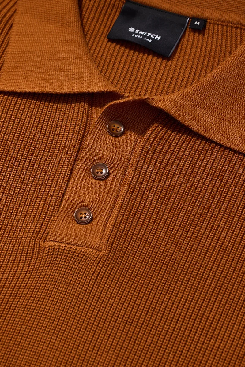 سنيتش تيشيرت بولو كور لاب بني بنقوش