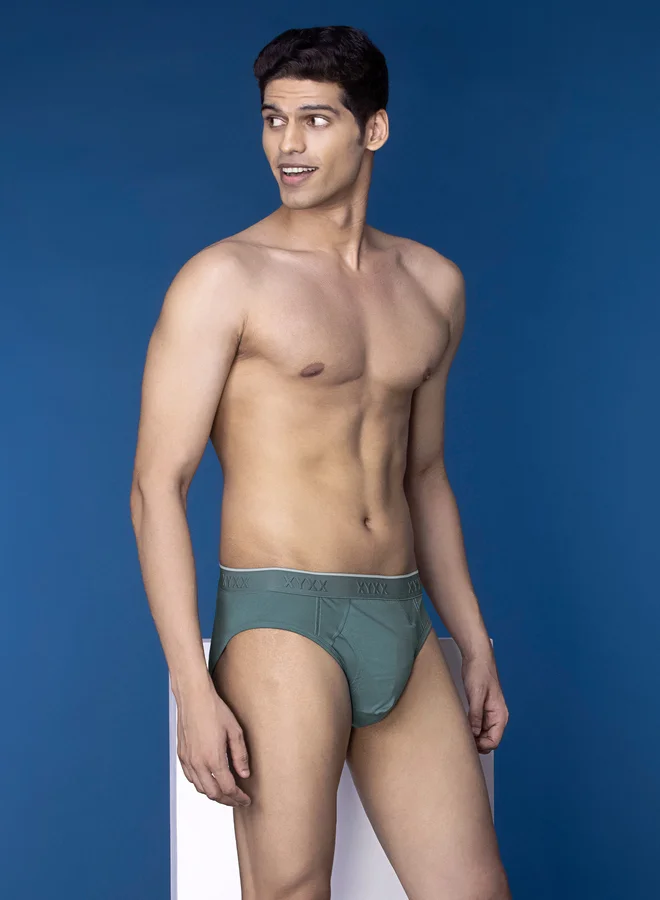XYXX Green Cotton Stretch Brief with Branded Elastic for Men | Best Price UAE