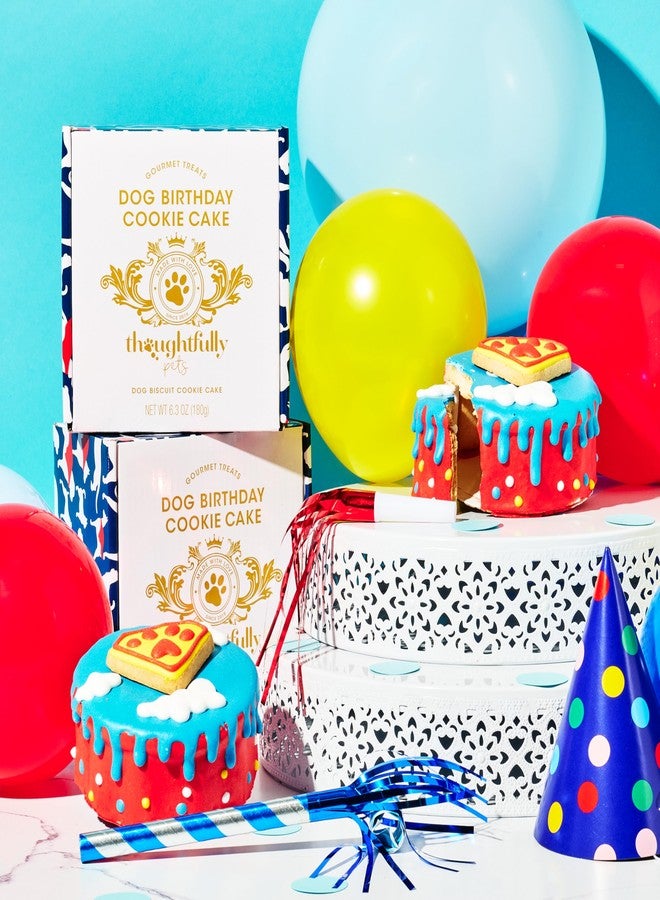 Thoughtfully Pets, Pink and Blue Dog Birthday Cookie Cake, Ginger Flavored Happy Birthday Cake for Dogs is a 6 Inch Round Solid Biscuit Decorated with Frosting and Sprinkles (Small, Superhero) - Image 3