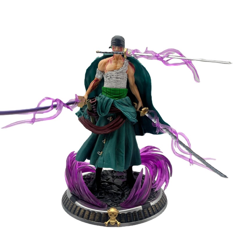 One Piece Zoro Figure Small Bloodied 3-Sword Style Desktop Decoration - Image 5