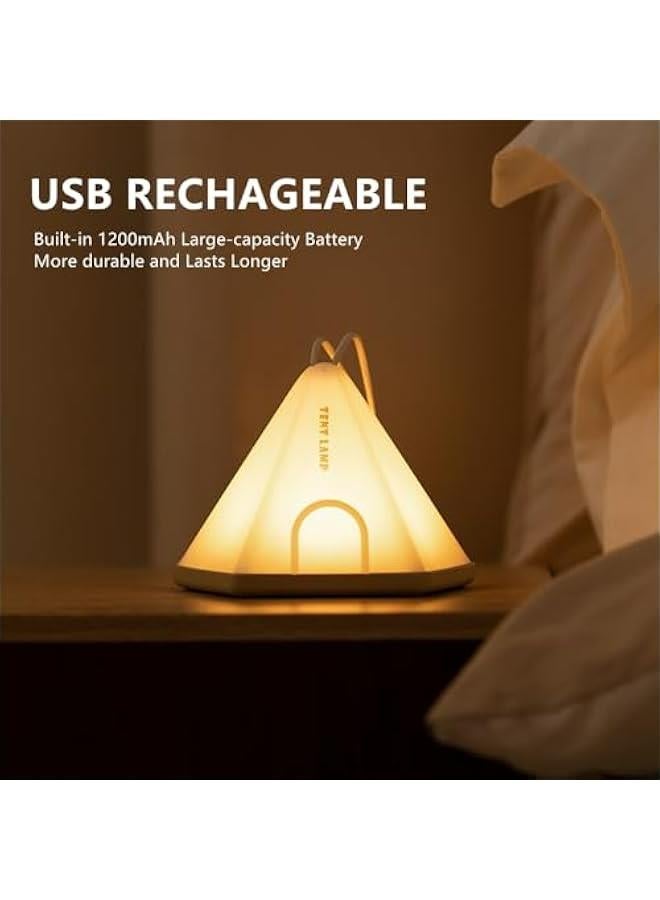 Rechargeable LED Tent Night Light with Lanyard, Adjustable Modes for Camping or Bedroom, Portable Desk Lamp with Timer - Image 4