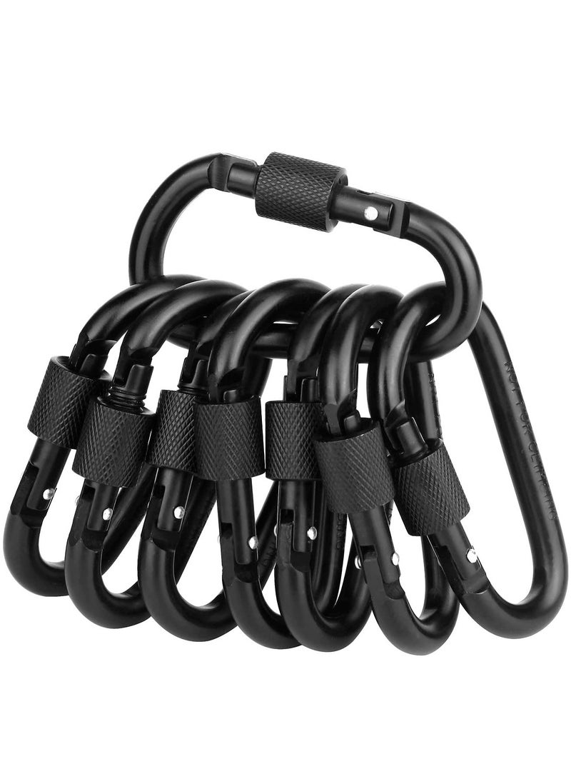 ميكسد مشبك حلقة تسلق قفل 8 قطع، مشبك حلقة تسلق قفل من الألومنيوم على شكل D، مشبك قفل حلقة تسلق كبيرة متينة وقوية وخفيفة، مشبك قفل قوي متعدد الأغراض - Image 1