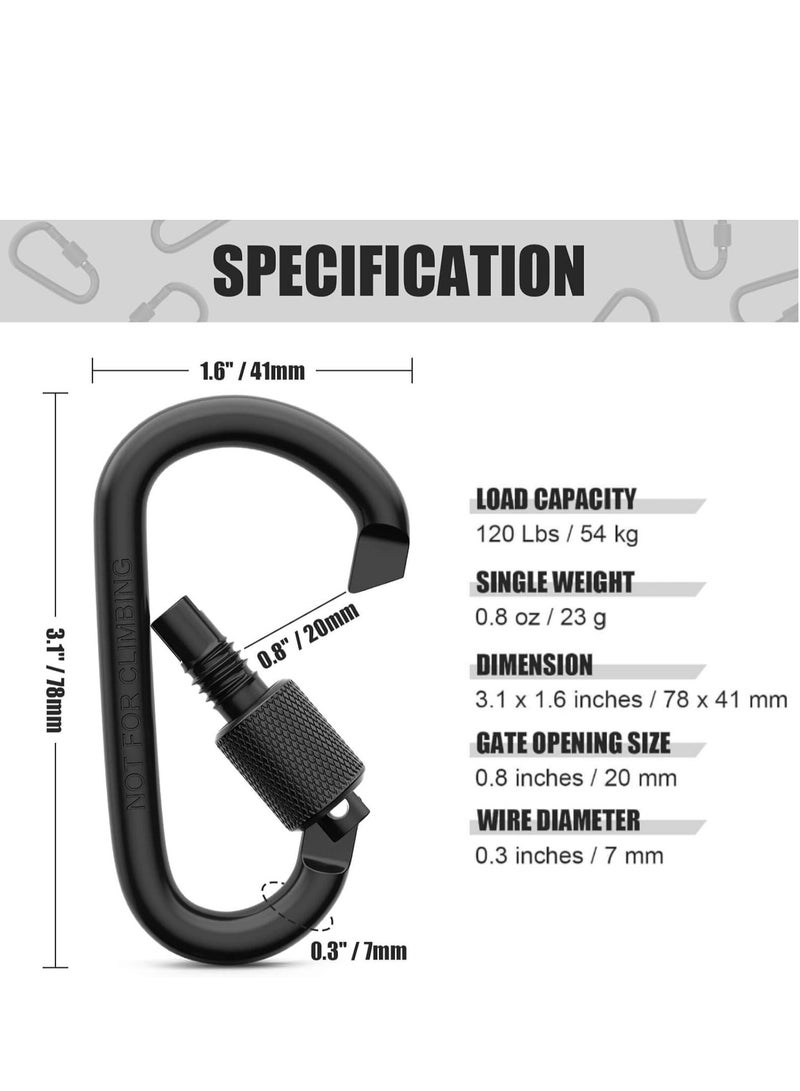 ميكسد مشبك حلقة تسلق قفل 8 قطع، مشبك حلقة تسلق قفل من الألومنيوم على شكل D، مشبك قفل حلقة تسلق كبيرة متينة وقوية وخفيفة، مشبك قفل قوي متعدد الأغراض - Image 3