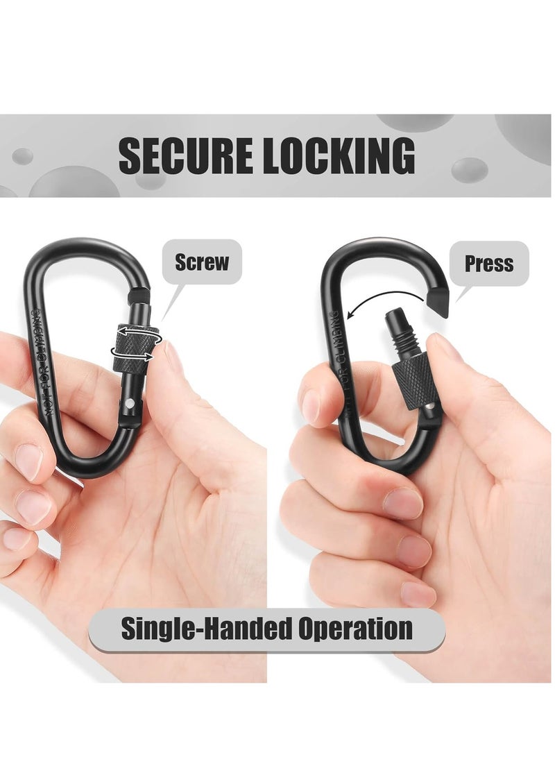 ميكسد مشبك حلقة تسلق قفل 8 قطع، مشبك حلقة تسلق قفل من الألومنيوم على شكل D، مشبك قفل حلقة تسلق كبيرة متينة وقوية وخفيفة، مشبك قفل قوي متعدد الأغراض - Image 4