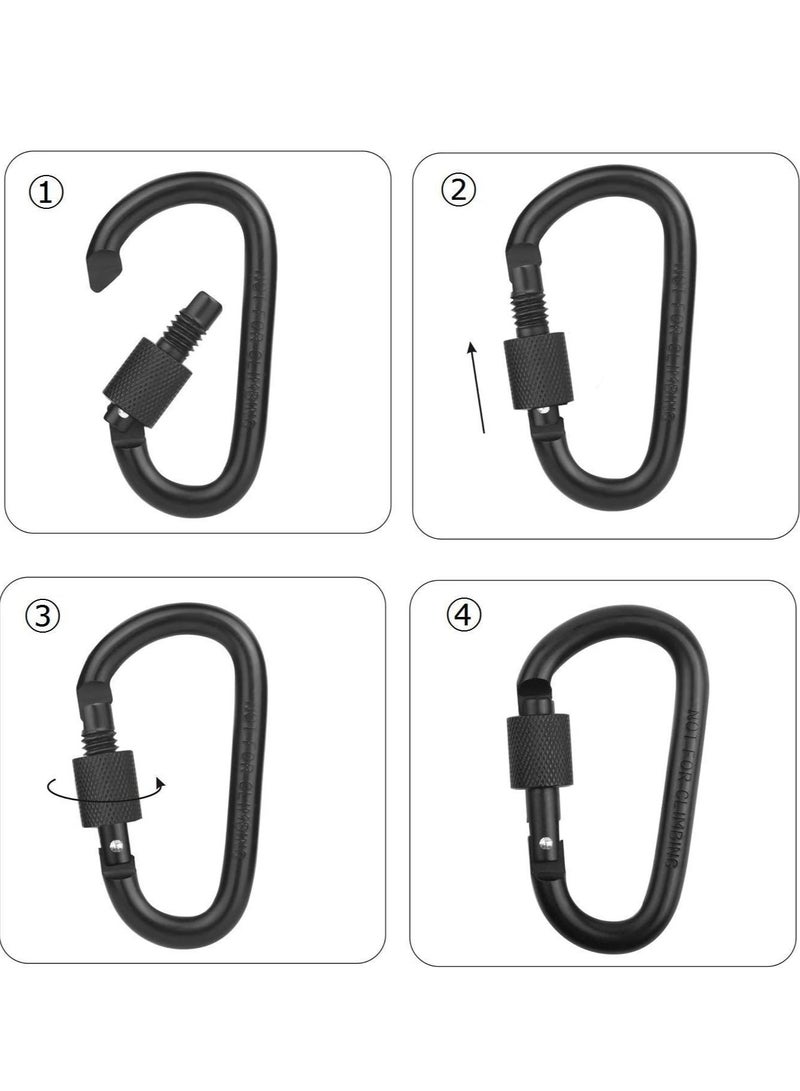 ميكسد مشبك حلقة تسلق قفل 8 قطع، مشبك حلقة تسلق قفل من الألومنيوم على شكل D، مشبك قفل حلقة تسلق كبيرة متينة وقوية وخفيفة، مشبك قفل قوي متعدد الأغراض - Image 5
