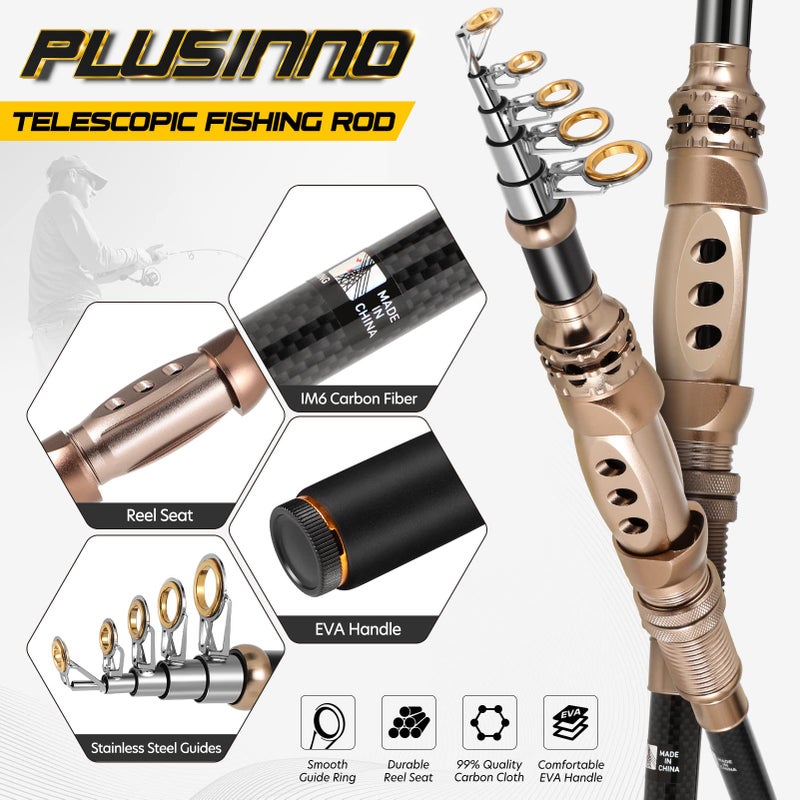 PLUSINNO Spinning Rod and Reel Combos Telescopic Fishing Rod Pole with Reel Line Lures Hooks Fishing Carrier Bag Case and Accessories Fishing Gear Organizer (2.4M 7.87FT Fishing Gear Organizer) ... - Image 5