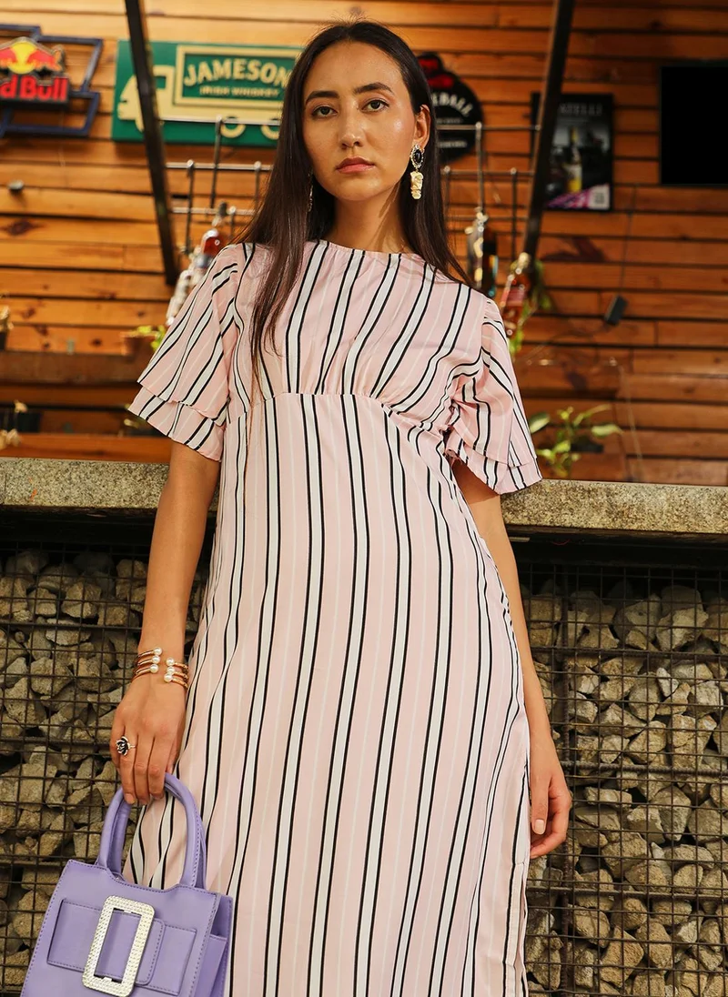 PINACOLADA Women's Baby Pink Club Striped Dress