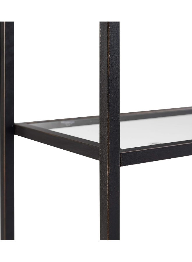 YINZUO YINZUO Modern Arched Bookshelf with Clear Glass Shelves Tall Freestanding Metal Display Storage Rack, Open Bookcase Organizer for Living Room, Bedroom, or Home Office (Matt Black)  - Image 4